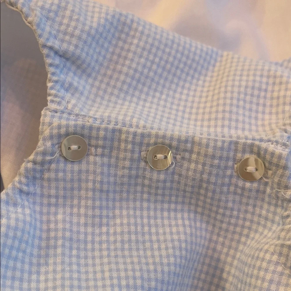 Sarah Louise smocked Blue and White Baby Romper 18 months